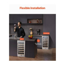 28 Bottle Dual Use Wine Cooler Refrigerator with Digital Temperature Control Adjustable Shelves & Glass Door for Home, Office, Bar