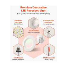 Adjustable 5/6 Inch High Lumen Dimmable LED Recessed Ceiling Downlight Retrofit Kit 12 Pack