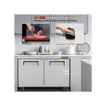 Commercial 48 Inch Worktop Fridge Stainless Steel 2-Door Undercounter Refrigerator with Lock