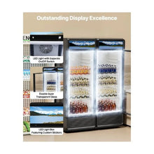 6.9 Cu.Ft Commercial Glass Door Merchandiser Refrigerator with LED Lighting & Customizable Lightbox Black