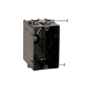 Single Gang PVC Nonmetallic Nail On Flush Mount Electrical Outlet Box Black P-201