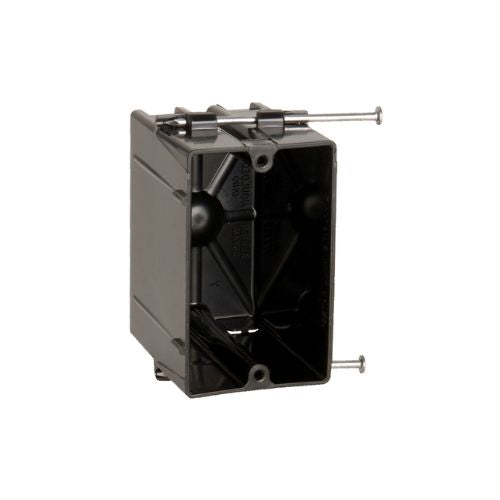 Single Gang PVC Nonmetallic Nail On Flush Mount Electrical Outlet Box Black P-201