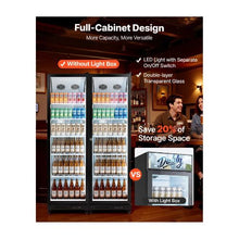 12.4 Cu.Ft Commercial Glass Door Display Refrigerator with Full-Height Design 5 Adjustable Shelves Soft LED Lighting for Shops, Bars & Home