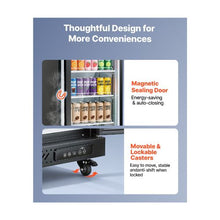 12.4 Cu.Ft Commercial Glass Door Display Refrigerator with Full-Height Design 5 Adjustable Shelves Soft LED Lighting for Shops, Bars & Home