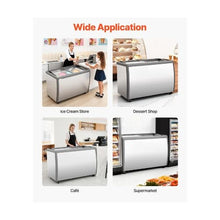 13.1 Cu.Ft Commercial Ice Cream Freezer Display Case with 8 Tub Capacity & Locking Casters
