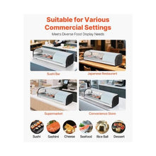 Commercial 4 Pan 45.67 Inch Countertop Sushi Display Case Refrigerator with Curved Glass and LED Lighting