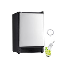 Compact 15 Lb/24H Built-In Under Counter Ice Maker with Reversible Stainless Steel Door for Commercial Home Kitchen