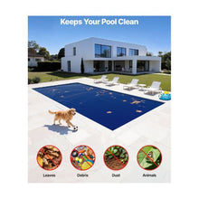 32 x 16 ft 16 Mil Solar Pool Cover Blue & Black Bubble Swimming Pool Blanket with Dual Heat-Locking Air Layer Cuttable