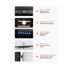 28 Bottle Dual Use Wine Cooler Refrigerator with Digital Temperature Control Adjustable Shelves & Glass Door for Home, Office, Bar