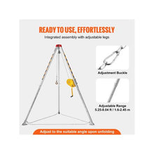 2600 lbs Winch Confined Space Rescue Tripod Kit with 8 ft Adjustable Legs 98 ft Steel Cable Fall Protection Harness Blower & Gas Detector