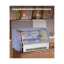 Commercial 5 Cu. Ft. Curved Countertop Pastry Display Case with Frost Free Cooling and LED Lights