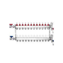 12 Port Radiant Floor Heating Manifold 1/2 PEX Tubing Stainless Steel Hydronic PEX Manifold Kit with 1/2 Adapters