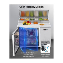 44 Inch Single Door Commercial Salad Prep Table with 11 Cu.Ft Refrigerated Storage