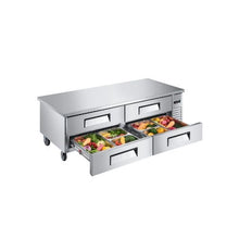 Commercial 72 Inch Refrigerated Chef Base with 4 Drawers & Heavy Duty Stainless Steel Work Surface