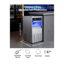 Professional Stainless Steel Commercial Ice Maker Machine 100 lbs/24H with 35 lbs Storage Bin