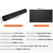 3 x 300' Ft Geotextile Fabric for Landscaping Heavy Duty Garden Weed Fabric Weed Barrier Landscape Fabric 0.9*91.4-108