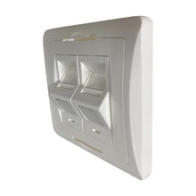 2-PORT UK-STYLE WALL PLATE, UNLOADED SHUTTERED ANGLED MODULE, WHITE - N042U-WK2-SA