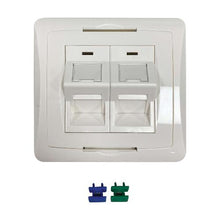 2-PORT UK-STYLE WALL PLATE, UNLOADED SHUTTERED ANGLED MODULE, WHITE - N042U-WK2-SA