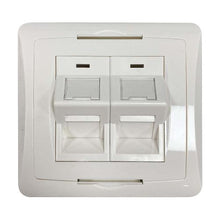 2-PORT UK-STYLE WALL PLATE, UNLOADED SHUTTERED ANGLED MODULE, WHITE - N042U-WK2-SA