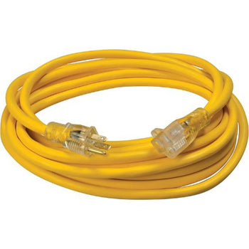 14 AWG 3C 13AMP SJTW Yellow Lighted Single End Extension Cord 100FT