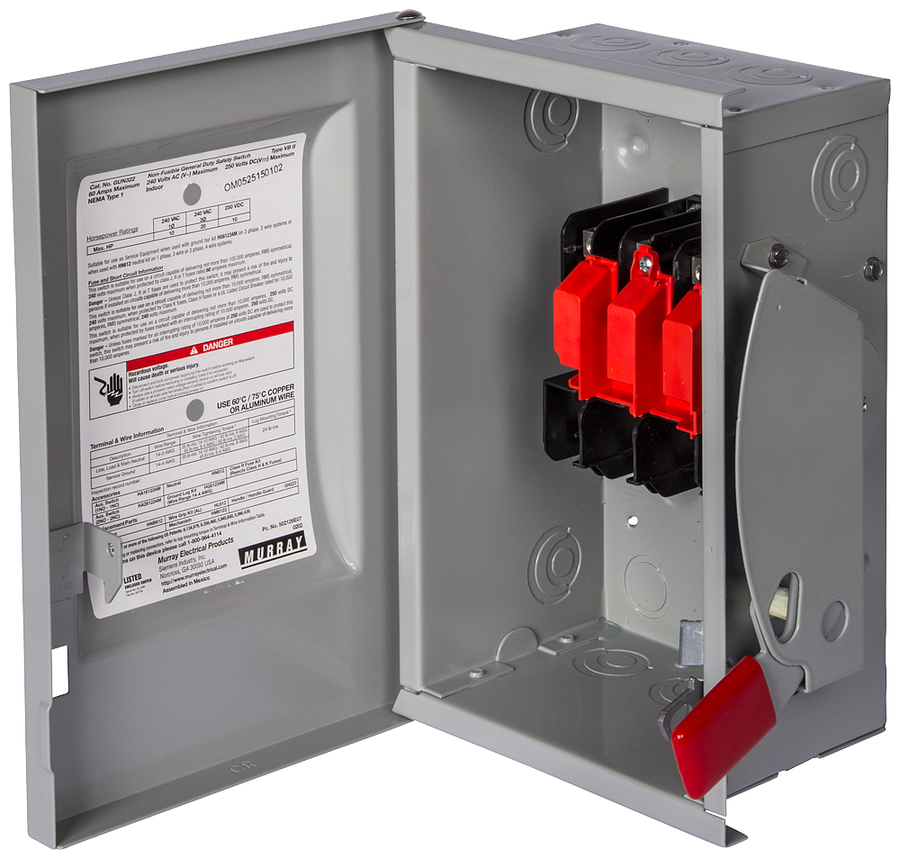 60A 240V 100KA Non Fusible Safety and Disconnect Switch GUN322