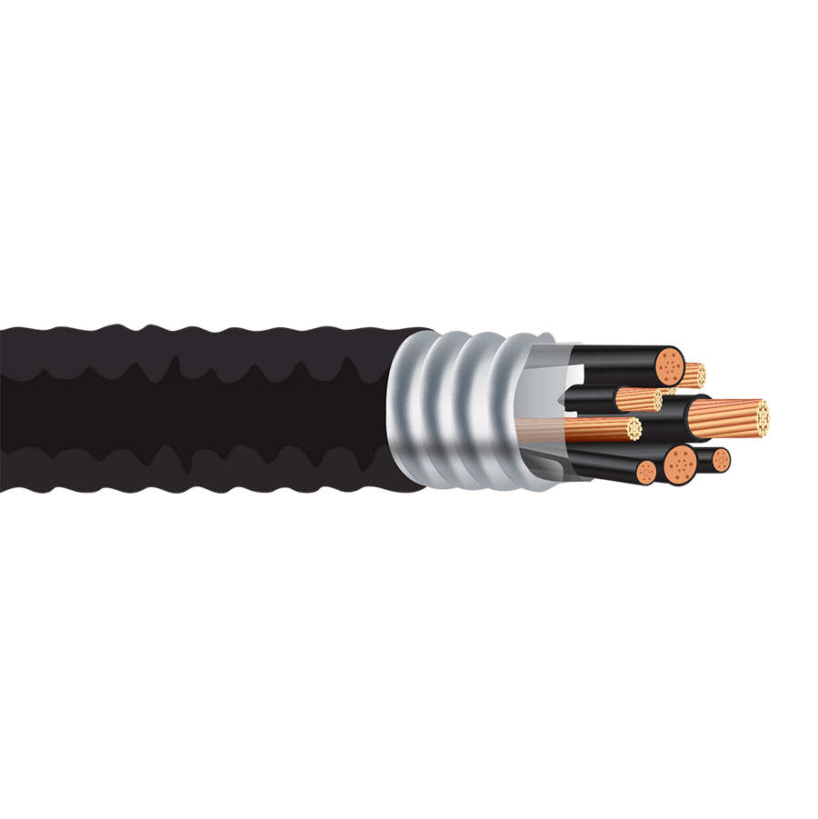 1/0 AWG 4 Conductor XLPE Insulated Cable with Helical Bare Copper Tape Shield and CPE Jacket 600V Control Tray Cable