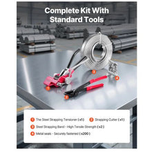 Steel Banding Strapping Kit Heavy Duty Banding Sealer Tool with 200 ft Binding Straps Manual Pallet Packaging Strapping Kit for Warehouse