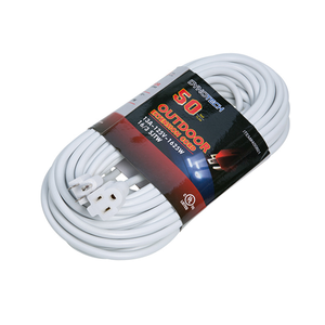 50FT 16 AWG Power Extension Cord White 400801 (Pack Of 8)