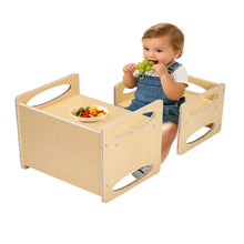 Adjustable Montessori Table and Chair Set for Toddlers (Natural)