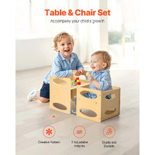 Adjustable Montessori Table and Chair Set for Toddlers (Natural)