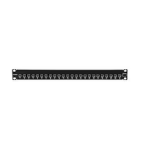UltraMAX Patch Panel, Preloaded, 24 Port Flat 1U Black SIEMON UP6-F1-24L-RS