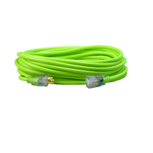 12/3 SJTW 50' COOL GREEN OUTDOOR EXTENSION CORD WITH POWER LIGHT INDICATOR(Pack of 2)