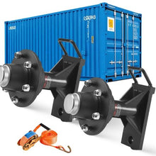 Shipping Container Wheels 6-Lug Wheels Kit Heavy Duty Shipping Container Axle with Ratchet Tie Down-Moves 20 ft - 40 ft Secure Transport for Dock
