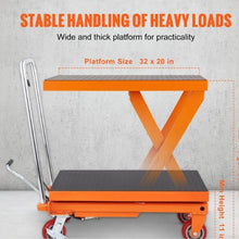 Hydraulic Lift Table Cart 1100lbs Capacity Manual Single Scissor Lift Table with 4 Wheels and Non-slip Pad Hydraulic Scissor Cart for Material Handling