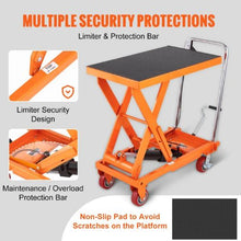 Hydraulic Lift Table Cart 1100lbs Capacity Manual Single Scissor Lift Table with 4 Wheels and Non-slip Pad Hydraulic Scissor Cart for Material Handling