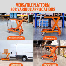 Hydraulic Lift Table Cart 1100lbs Capacity Manual Single Scissor Lift Table with 4 Wheels and Non-slip Pad Hydraulic Scissor Cart for Material Handling