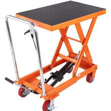 Hydraulic Lift Table Cart 1100lbs Capacity Manual Single Scissor Lift Table with 4 Wheels and Non-slip Pad Hydraulic Scissor Cart for Material Handling
