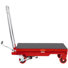 Hydraulic Lift Table Cart 500lbs Capacity Manual Single Scissor Lift Table with 4 Wheels and Non-slip Pad Hydraulic Scissor Cart for Material Handling