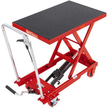 Hydraulic Lift Table Cart 500lbs Capacity Manual Single Scissor Lift Table with 4 Wheels and Non-slip Pad Hydraulic Scissor Cart for Material Handling