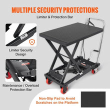 Hydraulic Lift Table Cart 500lbs Capacity Manual Single Scissor Lift Table with 4 Wheels and Non-slip Pad Hydraulic Scissor Cart for Material Handling Black