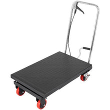 Hydraulic Lift Table Cart 500lbs Capacity Manual Single Scissor Lift Table with 4 Wheels and Non-slip Pad Hydraulic Scissor Cart for Material Handling Black