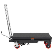 Hydraulic Lift Table Cart 500lbs Capacity Manual Single Scissor Lift Table with 4 Wheels and Non-slip Pad Hydraulic Scissor Cart for Material Handling Black