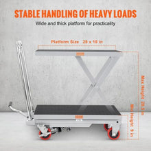 Hydraulic Lift Table Cart 500lbs Capacity Manual Single Scissor Lift Table with 4 Wheels and Non-slip Pad Hydraulic Scissor Cart for Material Handling Gray