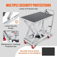 Hydraulic Lift Table Cart 500lbs Capacity Manual Single Scissor Lift Table with 4 Wheels and Non-slip Pad Hydraulic Scissor Cart for Material Handling Gray