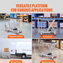 Hydraulic Lift Table Cart 500lbs Capacity Manual Single Scissor Lift Table with 4 Wheels and Non-slip Pad Hydraulic Scissor Cart for Material Handling Gray