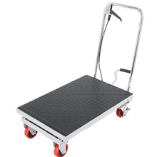 Hydraulic Lift Table Cart 500lbs Capacity Manual Single Scissor Lift Table with 4 Wheels and Non-slip Pad Hydraulic Scissor Cart for Material Handling Gray