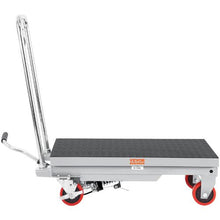 Hydraulic Lift Table Cart 500lbs Capacity Manual Single Scissor Lift Table with 4 Wheels and Non-slip Pad Hydraulic Scissor Cart for Material Handling Gray