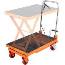 Hydraulic Lift Table Cart 330lbs Capacity 28.5" Lifting Height Manual Single Scissor Lift Table with 4 Wheels and Non-slip Pad Hydraulic Scissor Cart for Material Handling