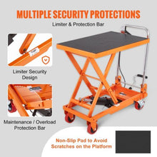 Hydraulic Lift Table Cart 330lbs Capacity 28.5" Lifting Height Manual Single Scissor Lift Table with 4 Wheels and Non-slip Pad Hydraulic Scissor Cart for Material Handling