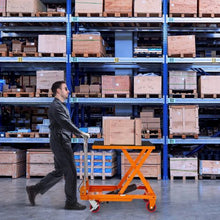 Hydraulic Lift Table Cart 330lbs Capacity 28.5" Lifting Height Manual Single Scissor Lift Table with 4 Wheels and Non-slip Pad Hydraulic Scissor Cart for Material Handling